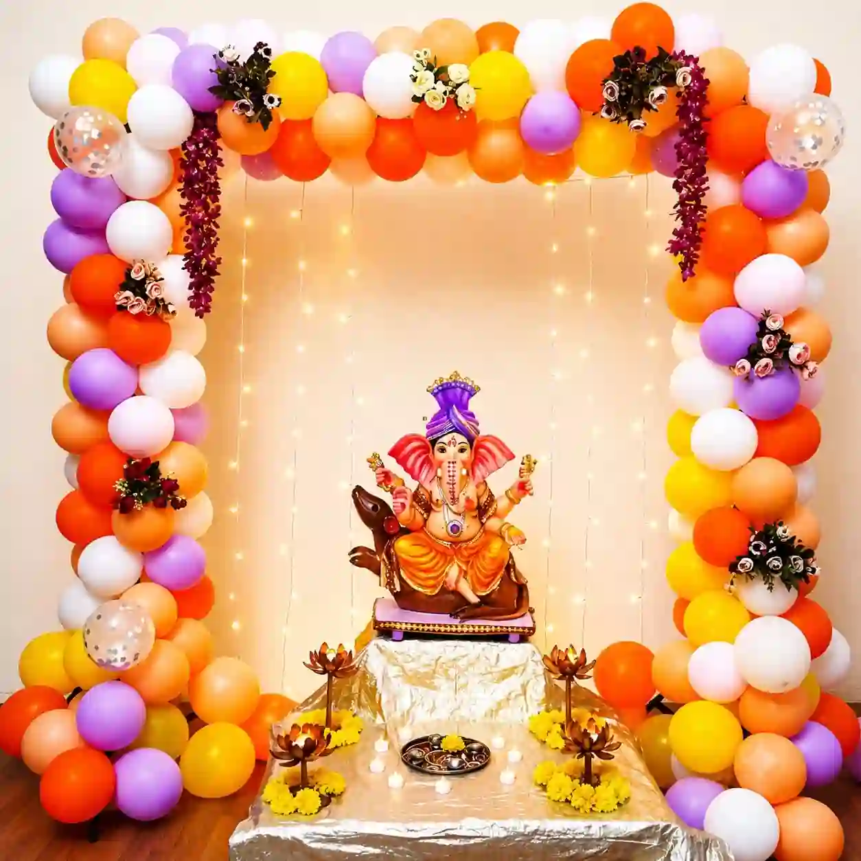 Festival Flower and Balloon Ganesh Decor